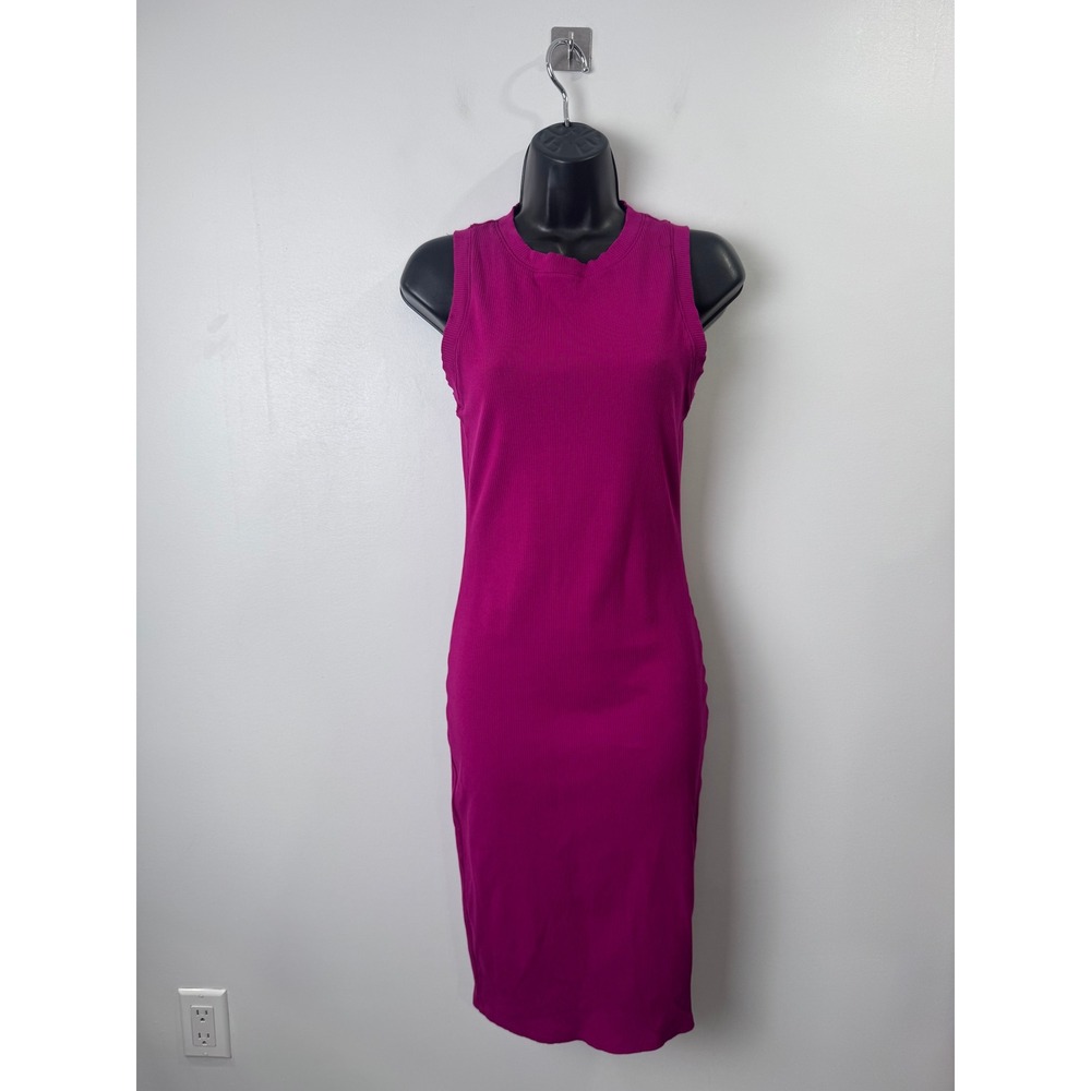 Ripley Rader Women Magenta Pink Ribbed Knit Sleeveless Midi Dress 2 Small